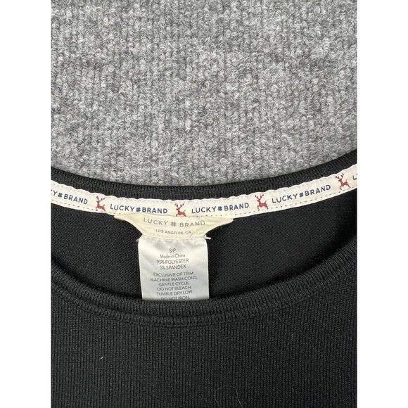 Lucky Brand Blouse Women's Small Black Red Geometric Stripe Long Sleeve Boho - Picture 2 of 7